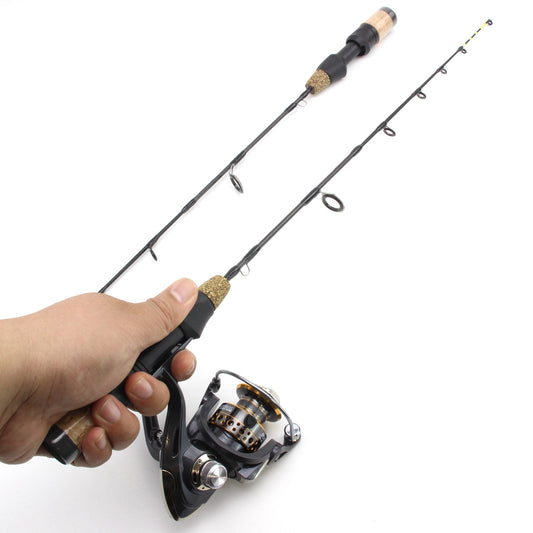 Promotion! 60cm 2 Tips Rod Reel Combos Winter Ice Fishing Rod Fishing Reel set Rod Pole Tackle Carbon pole Ice fishing rod