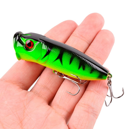 1Pcs Fishing Lures 6.5cm/12g Topwater Popper Bait 5 Color Hard Bait Artificial Wobblers Plastic Fishing Tackle with 6# Hooks