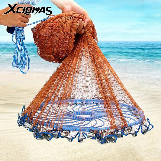 XCLOHAS American Hand Cast Net with Flying Disc High Strength Fly Cast Fishing Network 300/360/420/480/540/600/720cm Throw Net - The Northern Experience