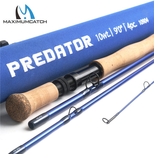 Maximumcatch Predator 9FT Saltwater Fly Fishing Rod 30T SK Carbon Fiber 8wt/9wt/10wt/12wt  4pc Fly Rod with Cordura Rod Tube