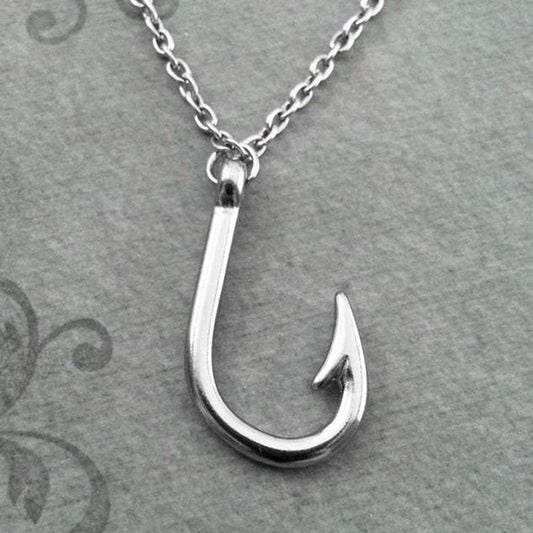 Antique Fishing Hook Fishhook Pendant Chain Necklace Fisherman Jewelry Gift Necklace Fishhook Pendant Gift For Fish Lover Jewelr - The Northern Experience