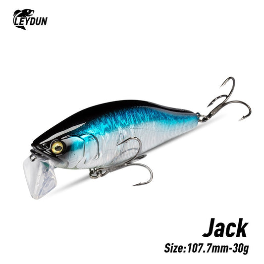 LEYDUN Hot JACK Minnow Fishing Lures 107.7mm 30g Floating swimming High Quality Hard Baits Noise System wobblers For Bass Pike