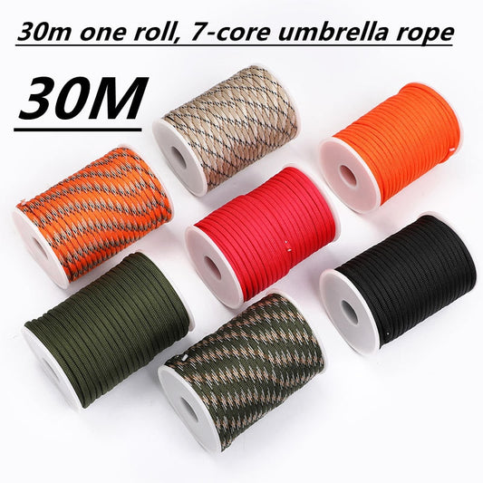 5M/15M/30M 7-Core 550 Paracord 4mm Parachute Cord Outdoor Camping survival Rope kit Umbrella Tent Lanyard Strap Clothesline - The Northern Experience