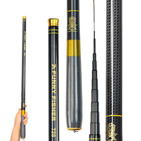JOSBY Telescopic Fishing Rod Ultralight Super Hard Carbon Fiber Portable For Freshwater Carp Stream Pole 3.6M 4.5M 5.4M 6.3M7.2M - The Northern Experience