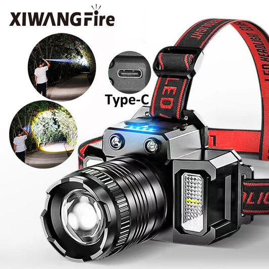 Rechargeable Headlamp 2000mah Super Bright Torch Light T51 Induction LED Headlight Waterproof Camping Mobile Power Bank Flashing
