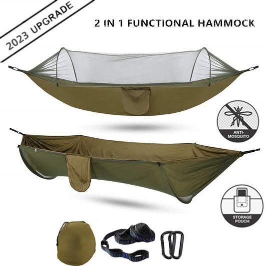 2023 Camping Hammock with Mosquito Net Pop-Up Light Portable Outdoor Parachute Hammocks Swing Sleeping Hammock Camping Stuff - The Northern Experience