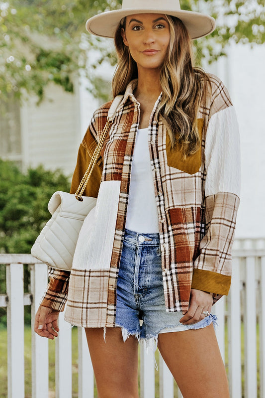 Double Take Plaid Color Block Dropped Shoulder Shacket - The Northern Experience