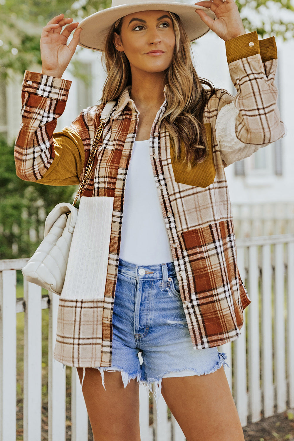 Double Take Plaid Color Block Dropped Shoulder Shacket - The Northern Experience